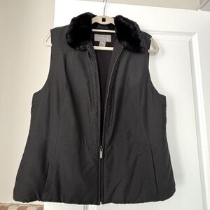 Ann Taylor Black Vest - Size L - barely worn - Velvet Collar - so soft & warm!